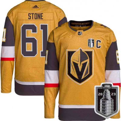 Men's Vegas Golden Knights #61 Mark Stone Gold 2023 Stanley Cup Final Stitched Jersey