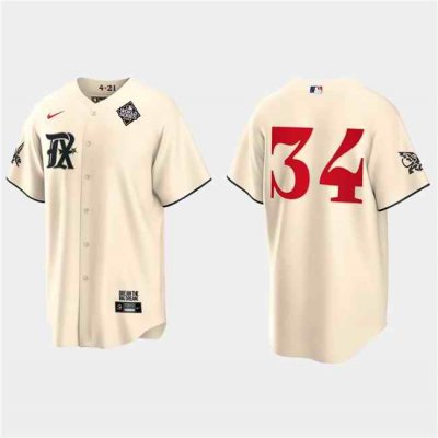 Men's Texas Rangers #34 Nolan Ryan Cream 2023 World Series City Connect Stitched Baseball  Jersey