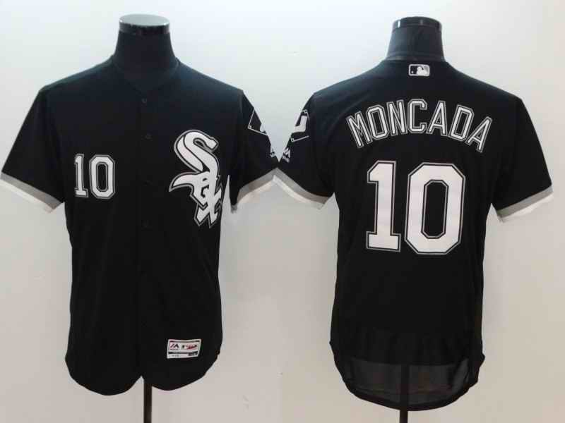 Men's Chicago White Sox #10 Yoan Moncada Black Flexbase Stitched MLB Jersey