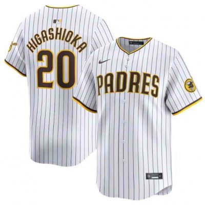 Men's San Diego Padres #20 Kyle Higashioka White 2024 Home Limited Stitched Baseball Jersey