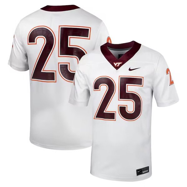 Men's Virginia Tech #25 White Untouchable Stitched Football Jersey