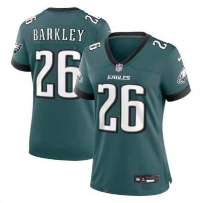 Women's Philadelphia Eagles #26 Saquon Barkley Green Stitched Football Jersey(Run Small)