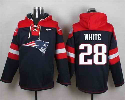 Nike Patriots #28 James White Navy Blue Player Pullover NFL Hoodie