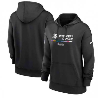 Women's Minnesota Vikings 2022 Black NFL Crucial Catch Therma Performance Pullover Hoodie(Run Small)