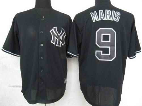 Yankees #9 Roger Maris Black Fashion Stitched MLB Jersey