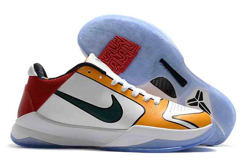 Men's Running weapon Kobe 5 White/Yellow/Red Shoes 030