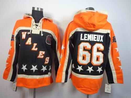 Penguins #66 Mario Lemieux Black All Star Sawyer Hooded Sweatshirt Stitched NHL Jersey