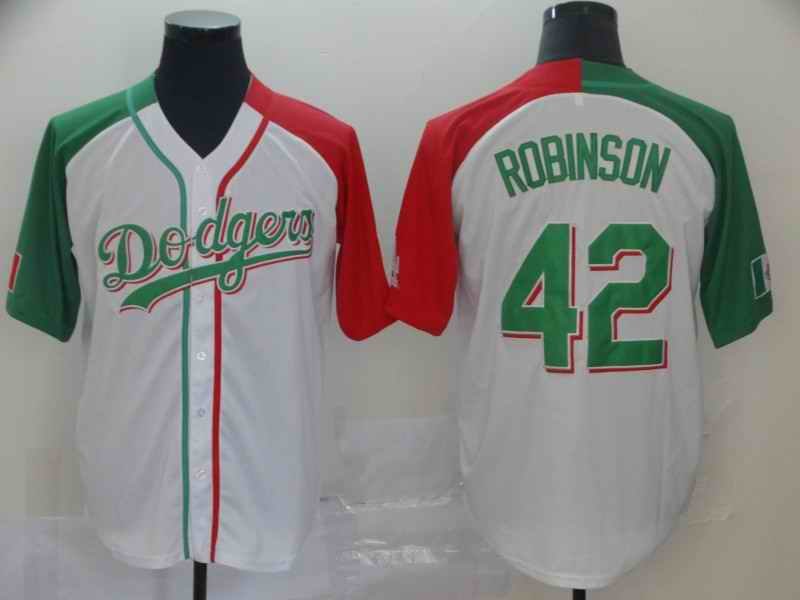 Men's Los Angeles Dodgers #42 Jackie Robinson Mexican Heritage Culture Night MLB Jersey