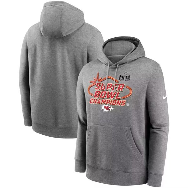 Men's Kansas City Chiefs Gray Super Bowl LVIII Champions Locker Room Trophy Collection Club Pullover Hoodie