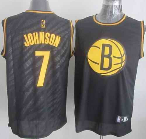 Nets #7 Joe Johnson Black Precious Metals Fashion Stitched NBA Jersey