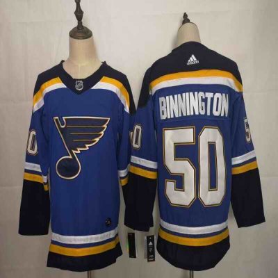 Men's St. Louis Blues #50 Jordan Binnington Blue Fashion Stitched NHL Jersey