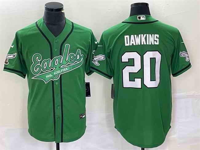 Men's Philadelphia Eagles #20 Brian Dawkins Green Cool Base Stitched Baseball Jersey