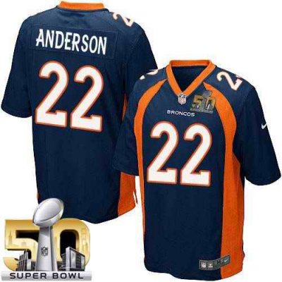 Nike Broncos #22 C.J. Anderson Blue Alternate Super Bowl 50 Youth Stitched NFL New Elite Jersey