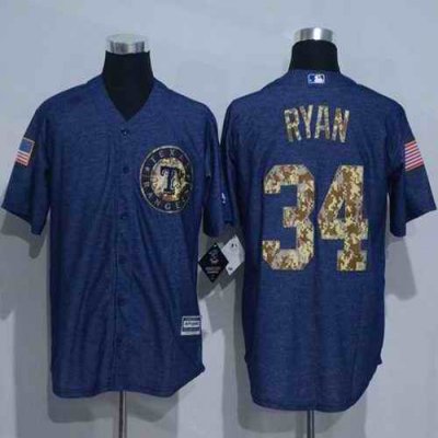 Rangers #34 Nolan Ryan Denim Blue Salute to Service Stitched MLB Jersey