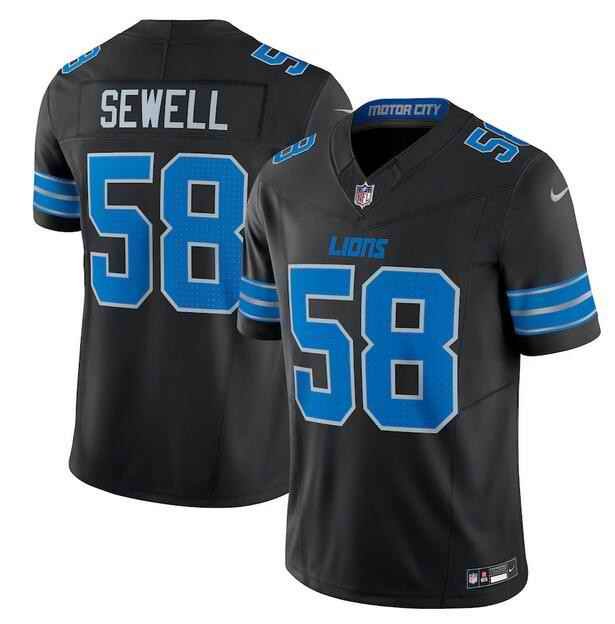 Men's Detroit Lions #58 Penei Sewell Black 2024 F.U.S.E. 2nd Alternate Vapor Limited Stitched Jersey