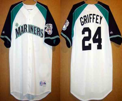 Men's Seattle Mariners #24 Ken Griffey White Stitched jersey