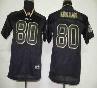 Saints #80 Jimmy Graham Lights Out Black Stitched Youth NFL Jersey