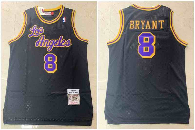 Men's Los Angeles Lakers #8 Kobe Bryant Black 1996-1997 Throwback Stitched Jersey