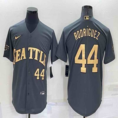 Men's Seattle Mariners #44 Julio Rodr'guez 2022 All-Star Charcoal Cool Base Stitched Baseball Jersey