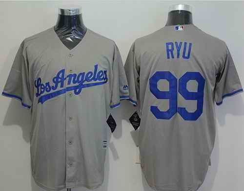 Dodgers #99 Hyun-Jin Ryu Grey New Cool Base Stitched MLB Jersey