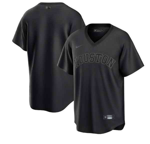 Men's Houston Astros Blank Black Pitch Black Fashion Replica Stitched Jersey