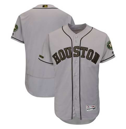 Men's Houston Astros Customized Gray Memorial Day Flex Base Stitched Baseball Jersey