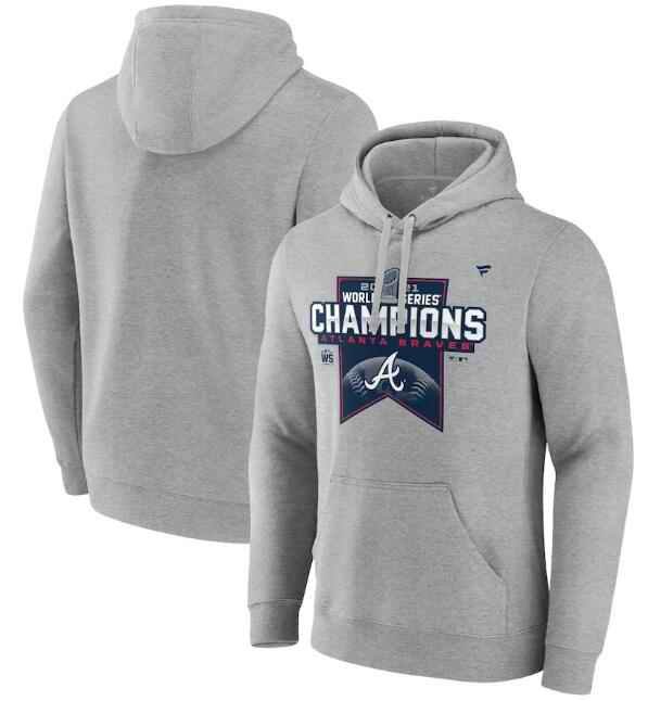 Men's Atlanta Braves 2021 Heathered Gray World Series Champions Locker Room Big & Tall Pullover Hoodie