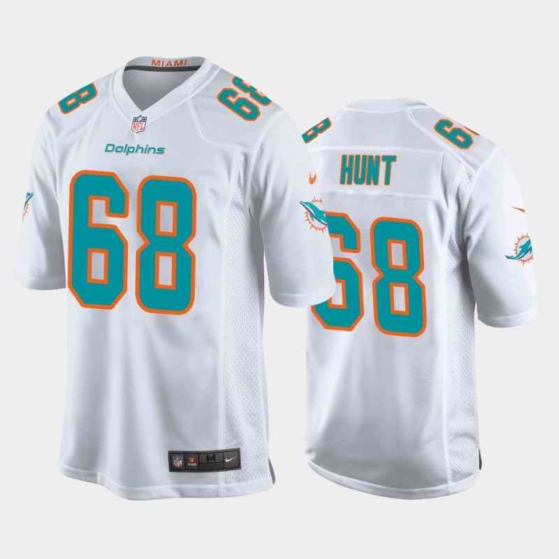 Men's Miami Dolphins #68 Robert Hunt White Stitched Jersey