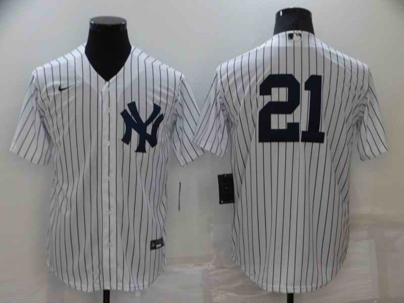 Men's New York Yankees #21  Paul O'Neill White Cool Base Stitched Baseball Jersey