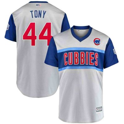 Men's Chicago Cubs #44 Anthony Rizzo Tony Majestic Gray 2019 MLB Little League Classic Replica Player Stitched MLB Jersey