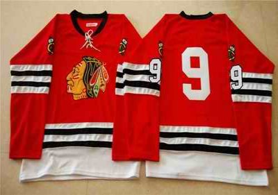 Mitchell And Ness 1960-61 Blackhawks #9 Bobby Hull Red Stitched NHL Jersey