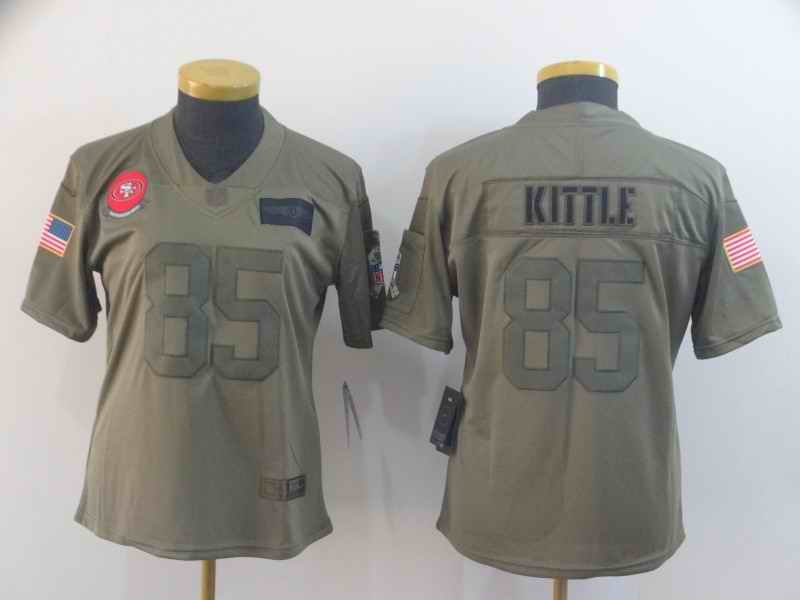 Women's NFL San Francisco 49ers #85 George Kittle 2019 Camo Salute To Service Stitched Jersey(Run Small)