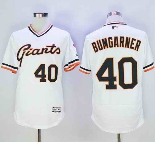 Giants #40 Madison Bumgarner White Flexbase Authentic Collection Cooperstown Stitched MLB Jersey