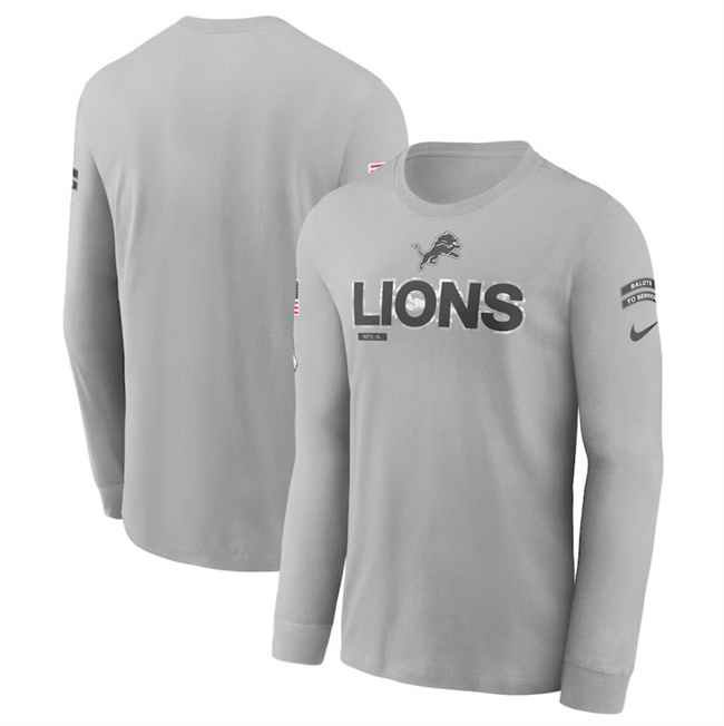 Men's Detroit Lions 2024 Gray Salute To Service Long Sleeve T-Shirt