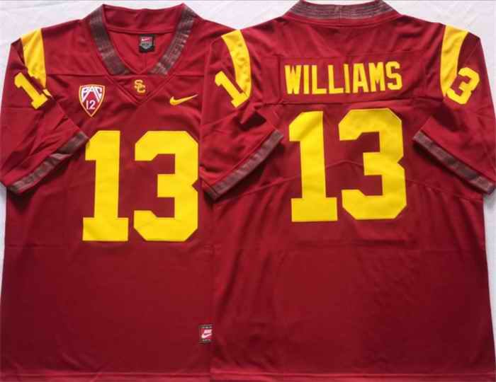 Men's USC Trojans #13 Caleb Williams Red Stitched Jersey