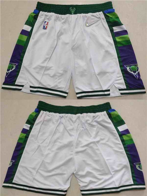 Men's Milwaukee Bucks White 75th Anniversary Shorts (Run Small)