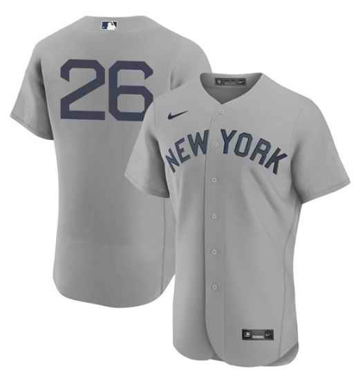 Men's New York Yankees #26 DJ LeMahieu 2021 Grey Field of Dreams Flex Base Stitched Baseball Jersey