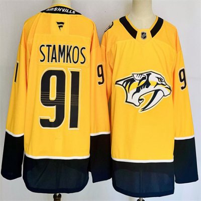 Men's Nashville Predators #91 Steven Stamkos Gold 2024-25 Home Stitched Hockey Jersey