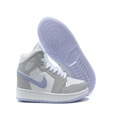 Women's Running Weapon Air Jordan 1 White/Grey Shoes 091