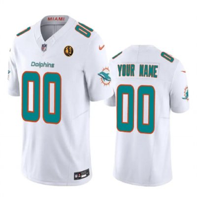 Men's Miami Dolphins Active Player Custom White 2023 F.U.S.E. With John Madden Patch Vapor Limited Stitched Football Jersey