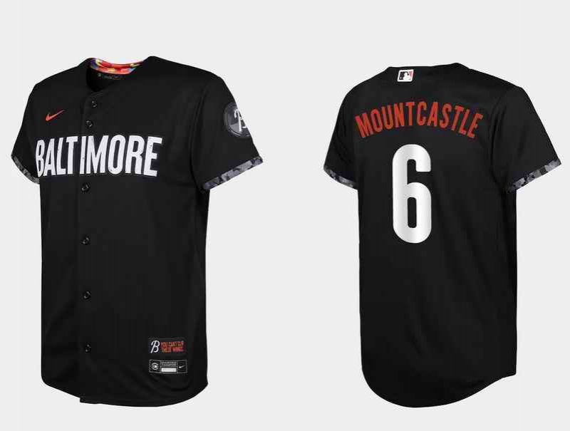 Youth Baltimore Orioles #6 Ryan Mountcastle Black 2023 City Connect Stitched Baseball Jersey