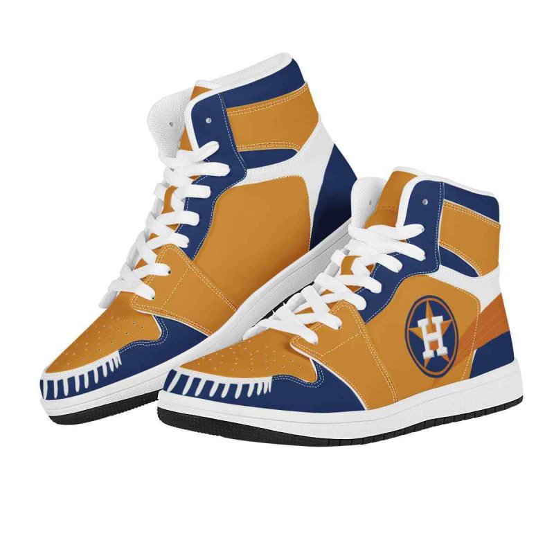 Women's Houston Astros High Top Leather AJ1 Sneakers 003