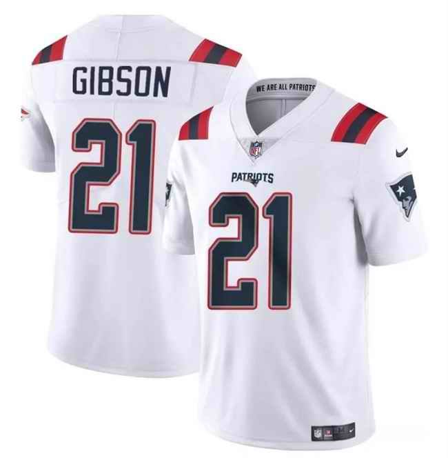 Men's New England Patriots #21 Antonio Gibson White Vapor Limited Stitched Football Jersey