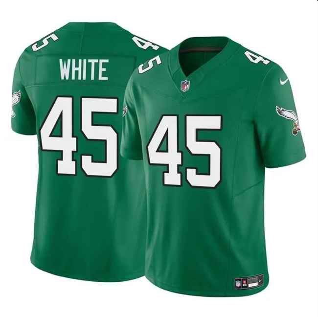 Men's Philadelphia Eagles #45 Devin White Green 2023 F.U.S.E Throwback Vapor Untouchable Limited Stitched Football Jersey