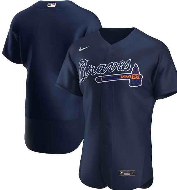 Men's Atlanta Braves Blank Navy Flex Base Stitched Jersey