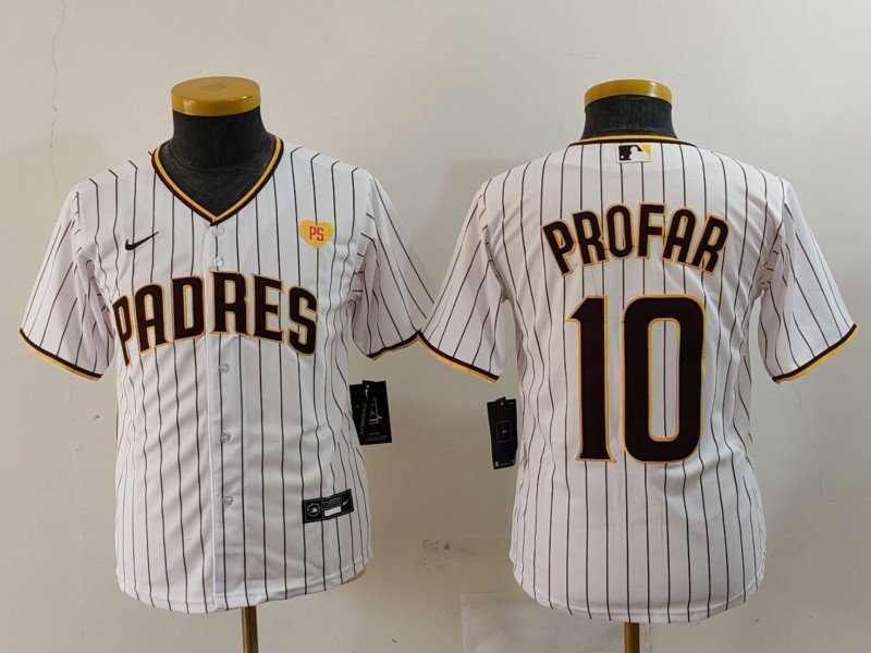 Youth San Diego Padres #10 Jurickson Profar White With PS Patch Stitched Baseball Jersey