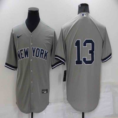 Men's New York Yankees #13 Alex Rodriguez Grey Cool Base Stitched Baseball Jersey