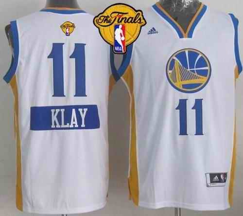 Warriors #11 Klay Thompson White 2014-15 Christmas Day The Finals Patch Stitched NBA Jersey