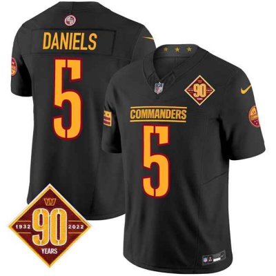 Men's Washington Commanders #5 Jayden Daniels Black 2024 F.U.S.E. 90th Anniversary Vapor Limited Stitched Football Jersey