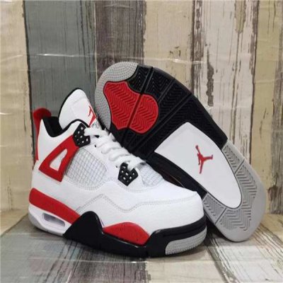 Men's Running weapon Air Jordan 4 White/Red Shoes 0156